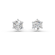 Round Cut Real Moissanite 6 Prong Solitaire Stud Earrings 14K Gold Plated